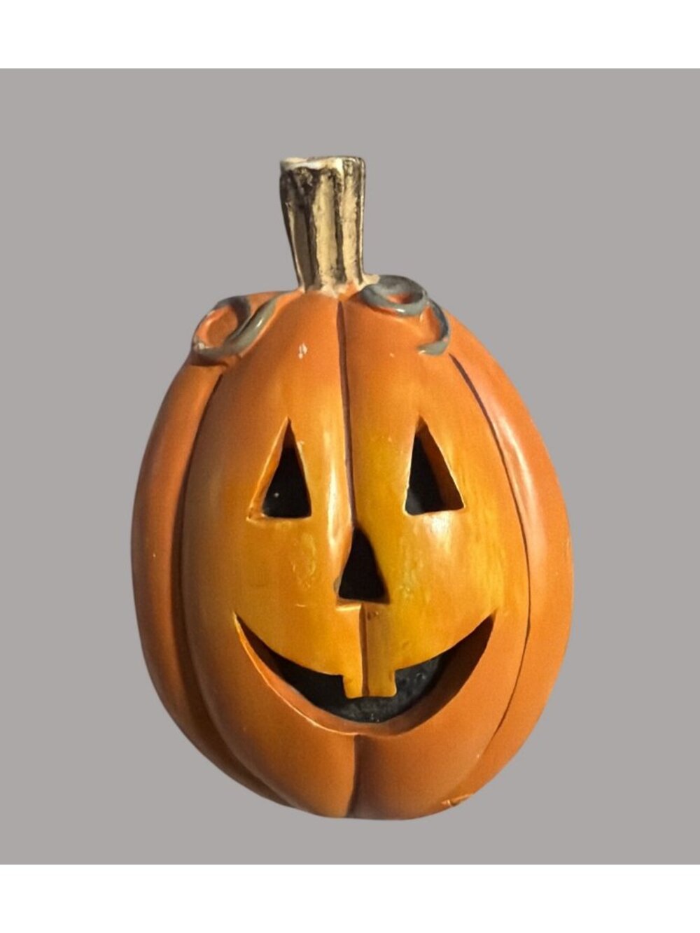 Halloween Pumpkin Jack-O-Lantern Pin Orange and Black Resin Decor